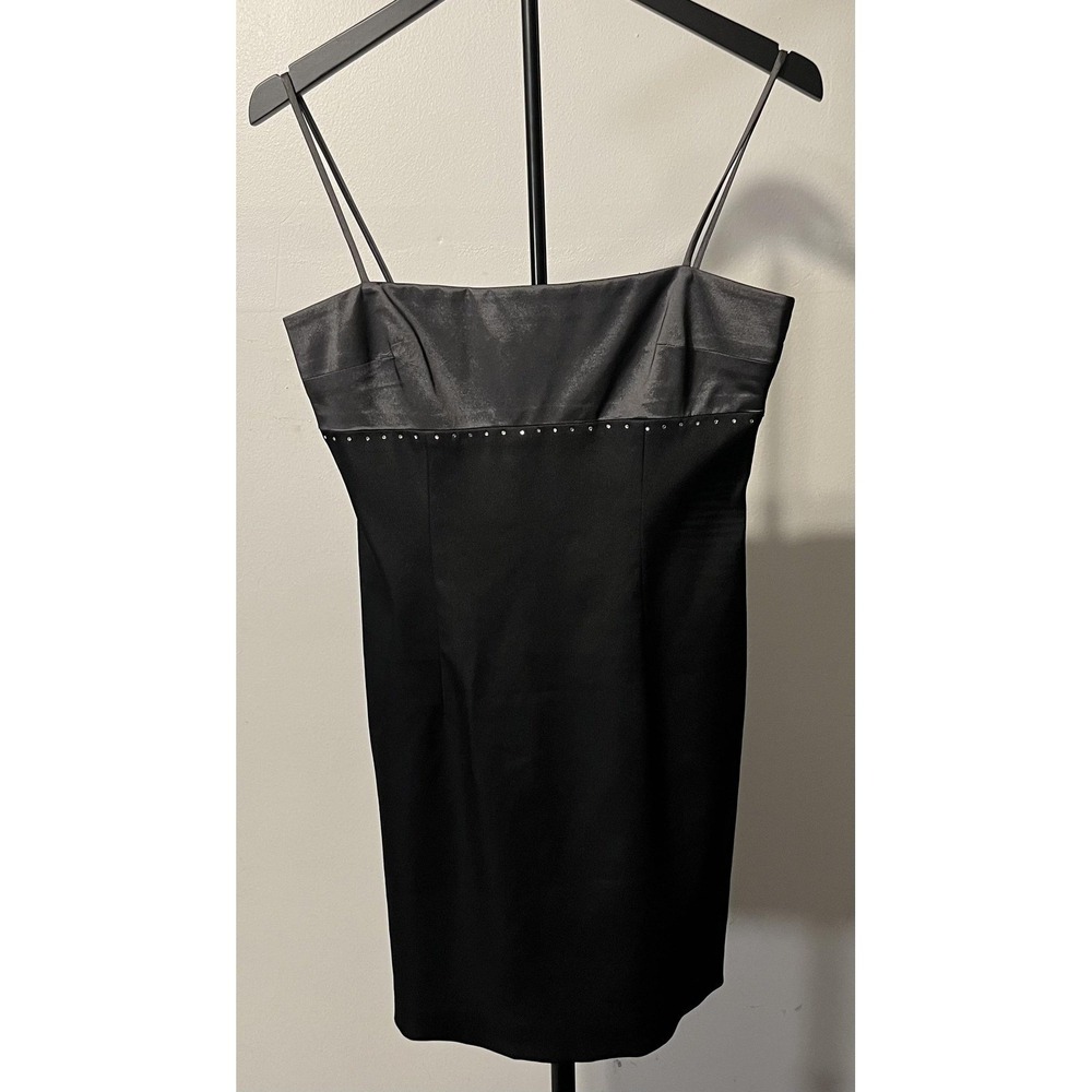 VTG Laundry by Shelli Segal Black Mini Dress NWT Size 2 90s Y2K Satin - Picture 2 of 16